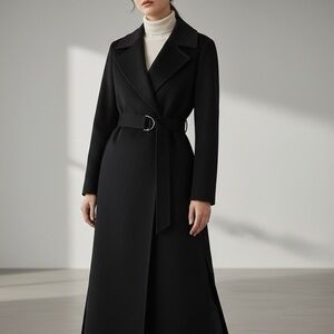 Rebecca Minkoff Anna Jacket wool designer Black Belted Coat